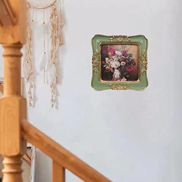 Vintage Picture 3x3 Luxury Antique Photo Frames With Golden Embossed Flower - Picture 4 of 7